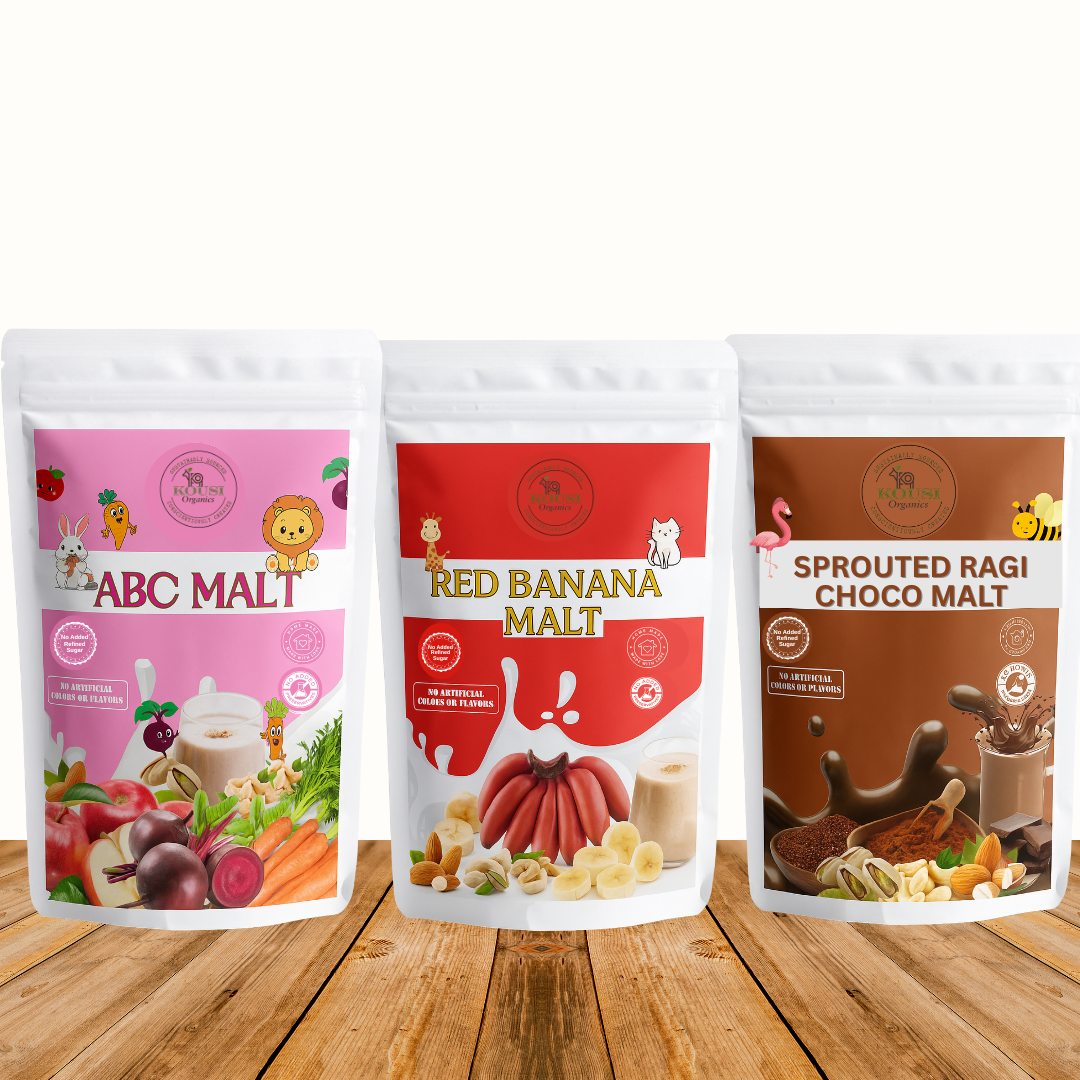 Malt Combo – ABC Malt + Sprouted Ragi Choco Mix + Red Banana Malt